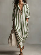 Charlotte striped A line dress in pink