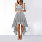 Leena asymmetric evening dress in blue