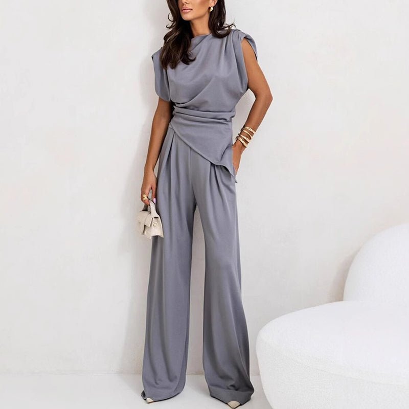 Selena two piece draped top and wide leg set – image 8