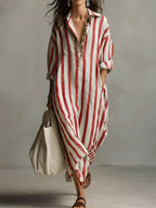Charlotte striped A line dress in green