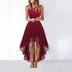 Leena asymmetric evening dress in red