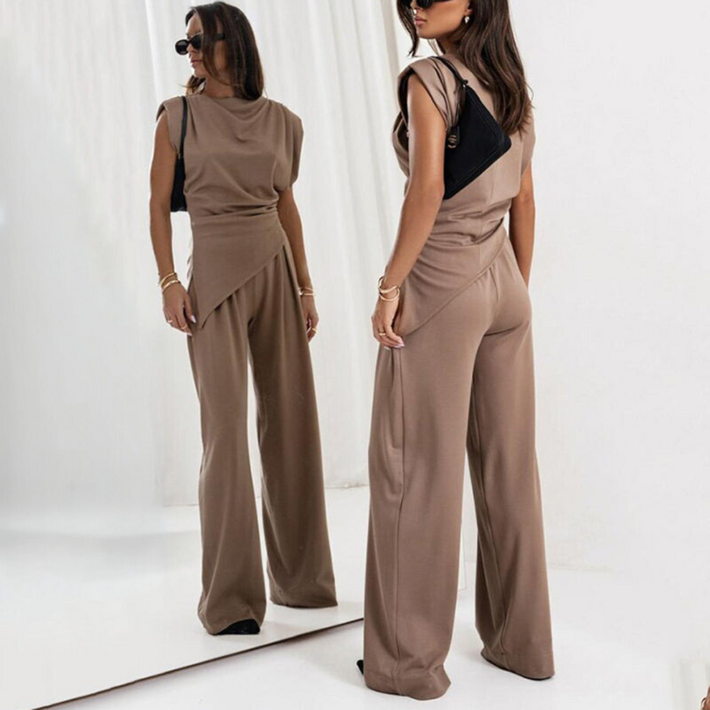 Selena two piece draped top and wide leg set – image 7