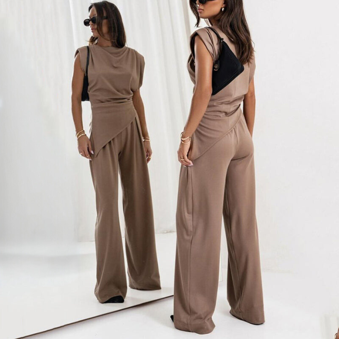 Selena two piece draped top and wide leg set – image 7