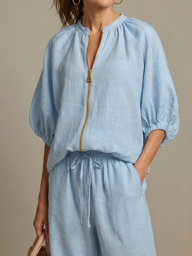 Helena two piece zip front wide leg set – image 3