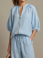 Helena two piece zip front wide leg set – image 3