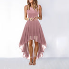 Leena asymmetric evening dress in khaki