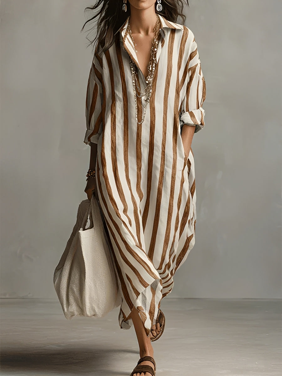 Charlotte striped A line dress in red