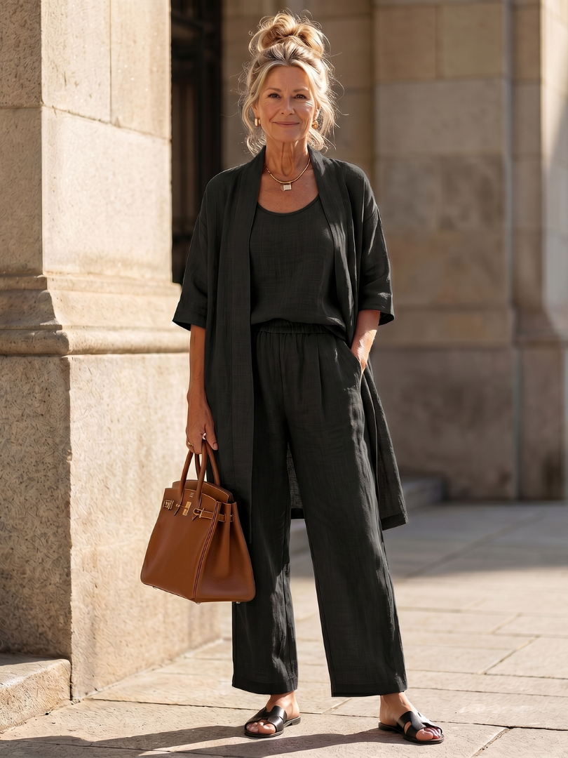 Adriana three piece relaxed top and wide leg set – image 15