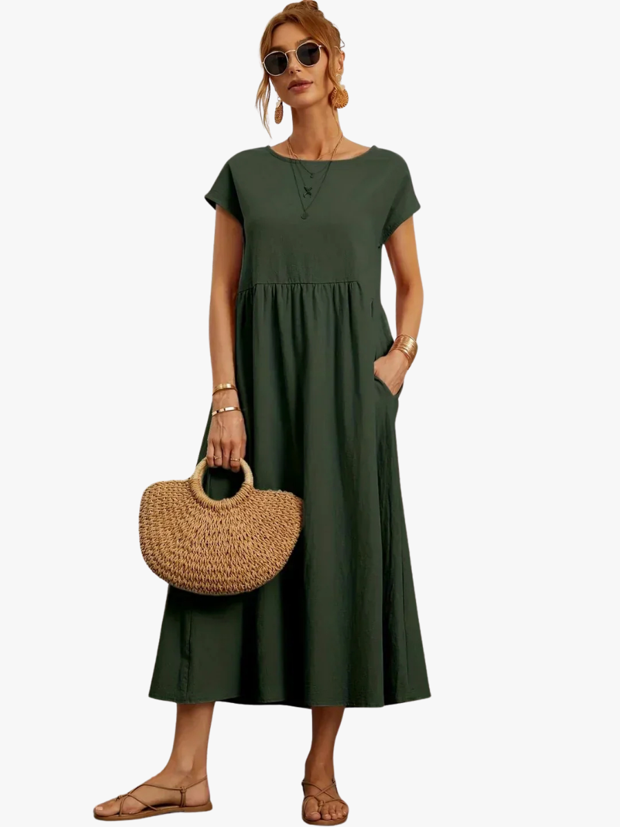 Camille pleated midi dress