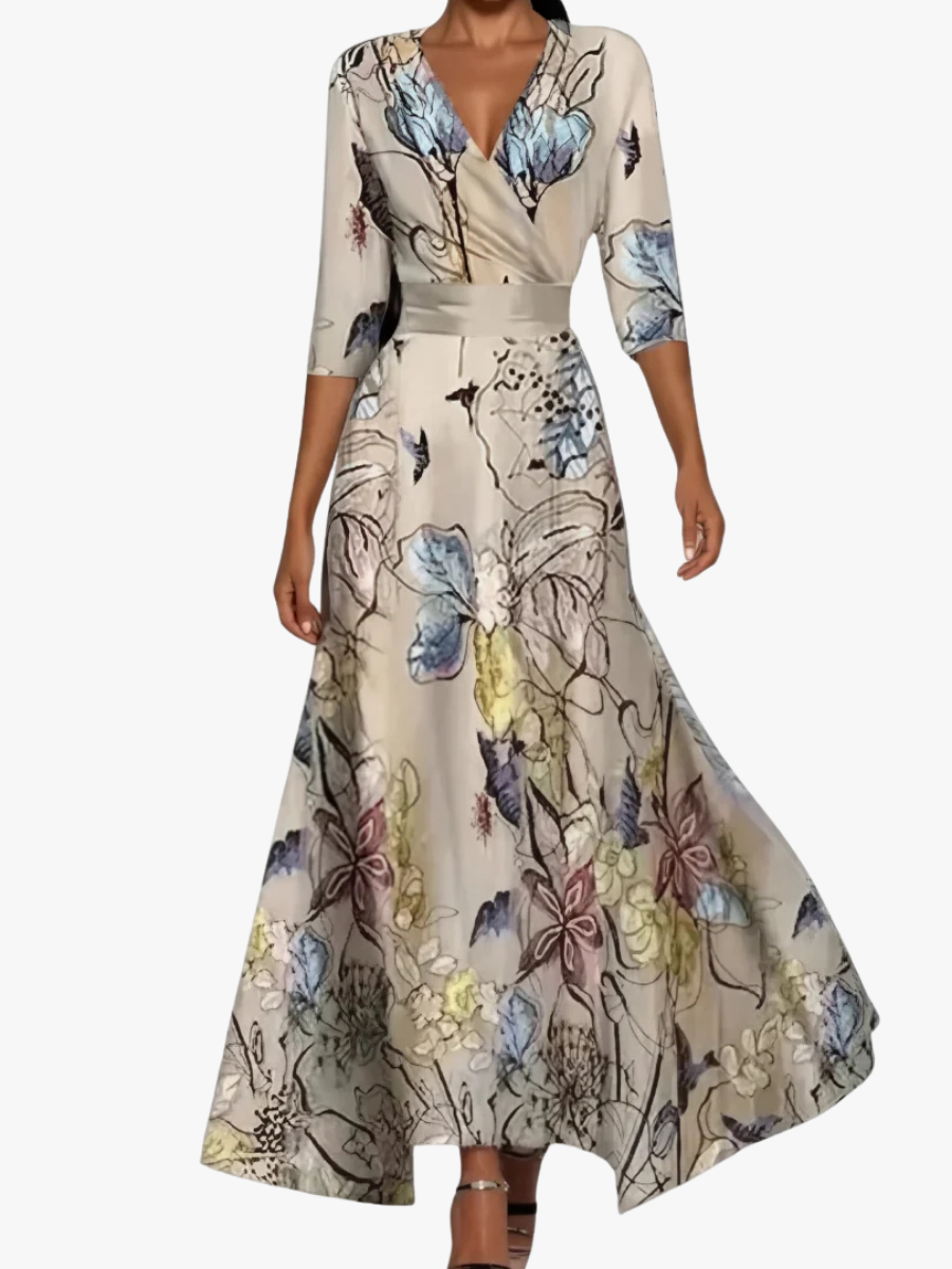 Coralie v neck wrap midi dress