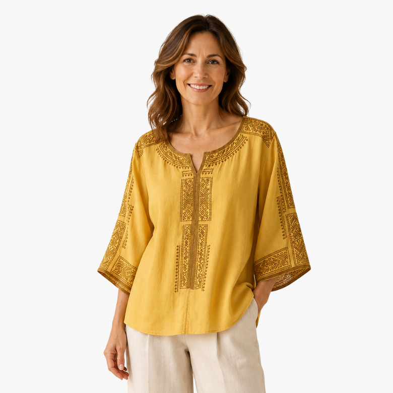 Zelie embroidered linen blouse