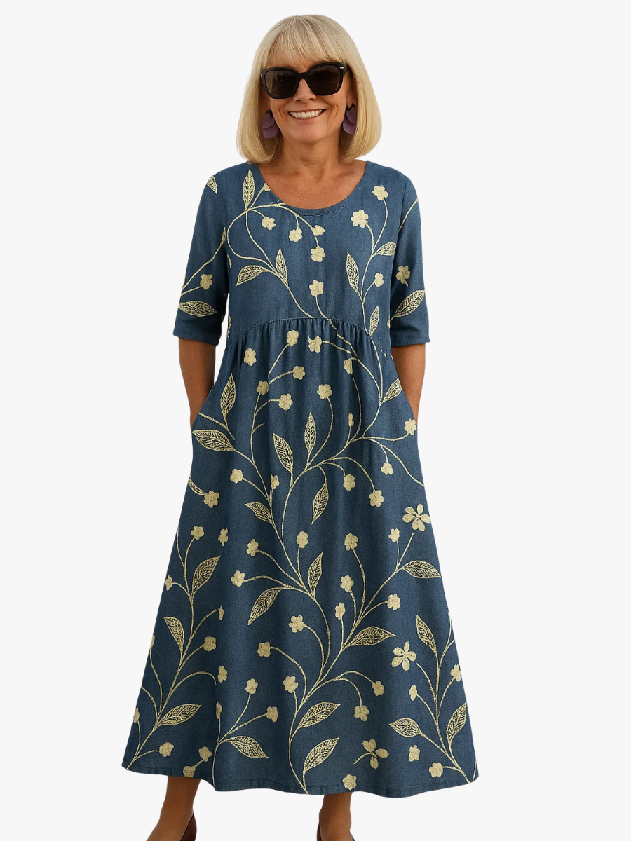Bettina botanical flowing midi dress