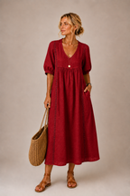 Odette linen and lace midi dress – image 7