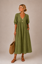 Odette linen and lace midi dress – image 5