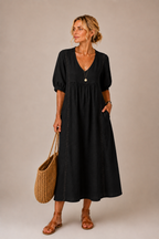 Odette linen and lace midi dress – image 4