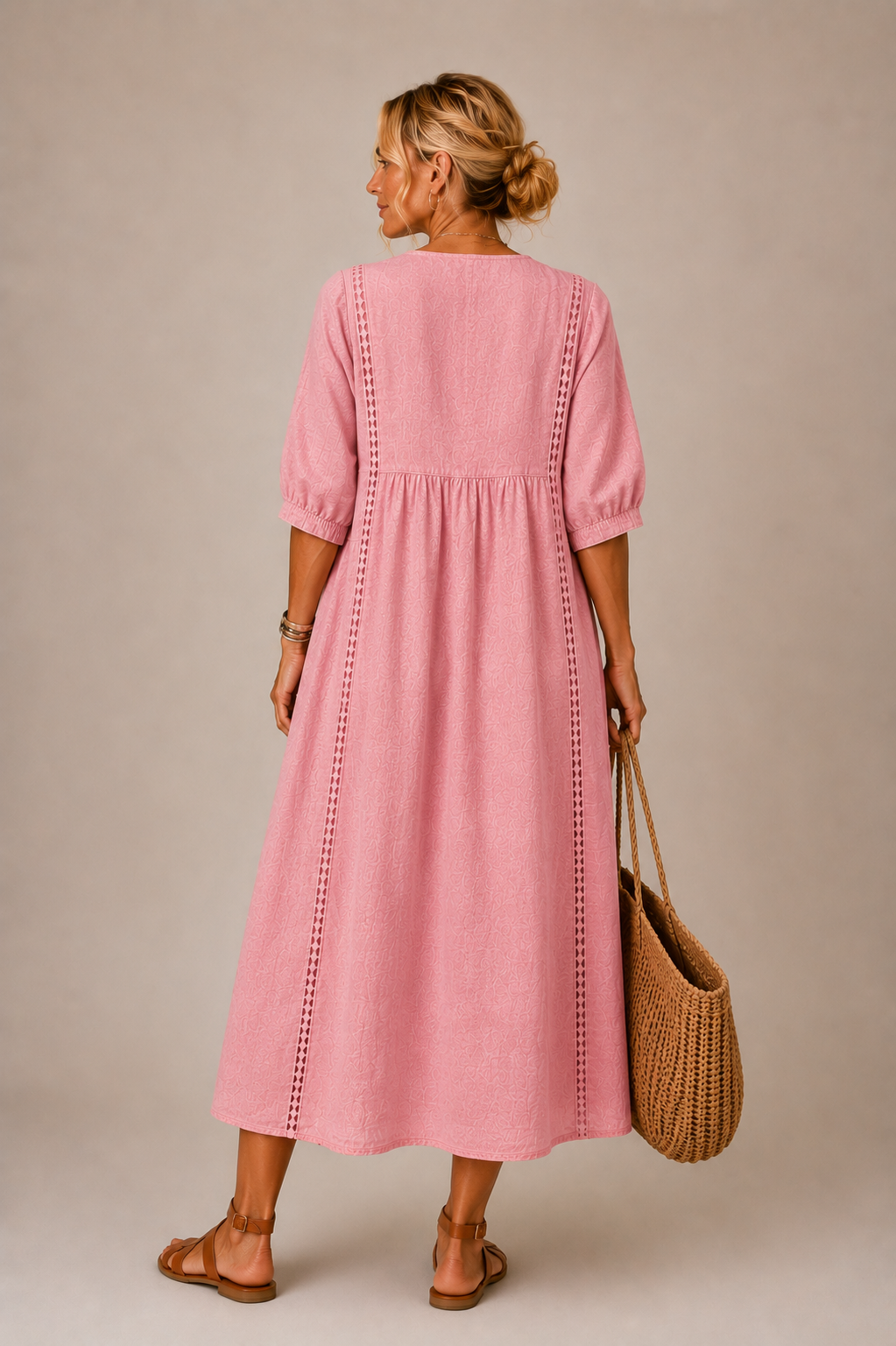 Odette linen and lace midi dress – image 12