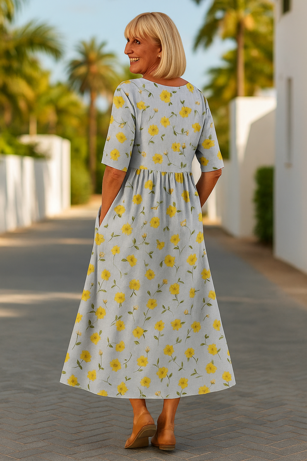 Bettina botanical flowing midi dress