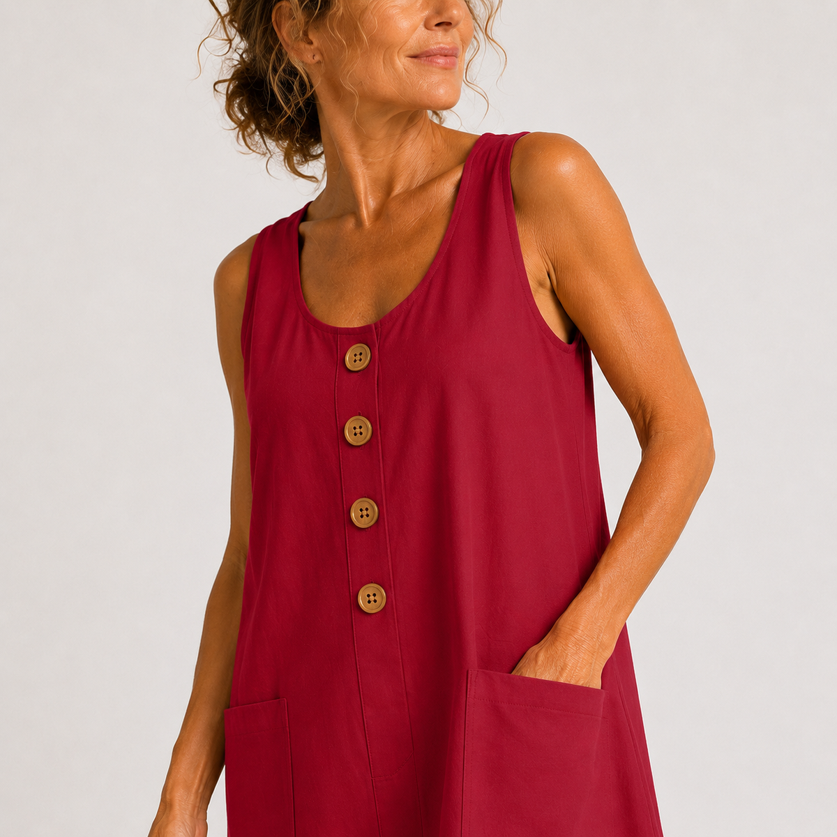 Evie fluid button front midi dress