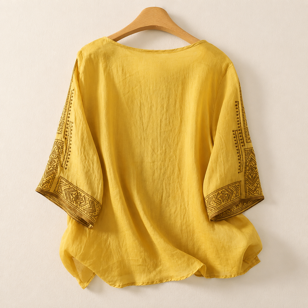 Zelie embroidered linen blouse