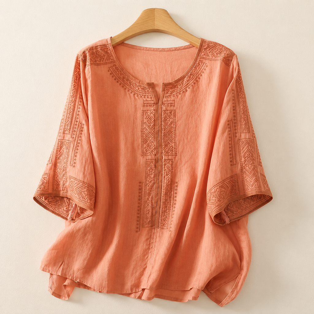 Zelie embroidered linen blouse