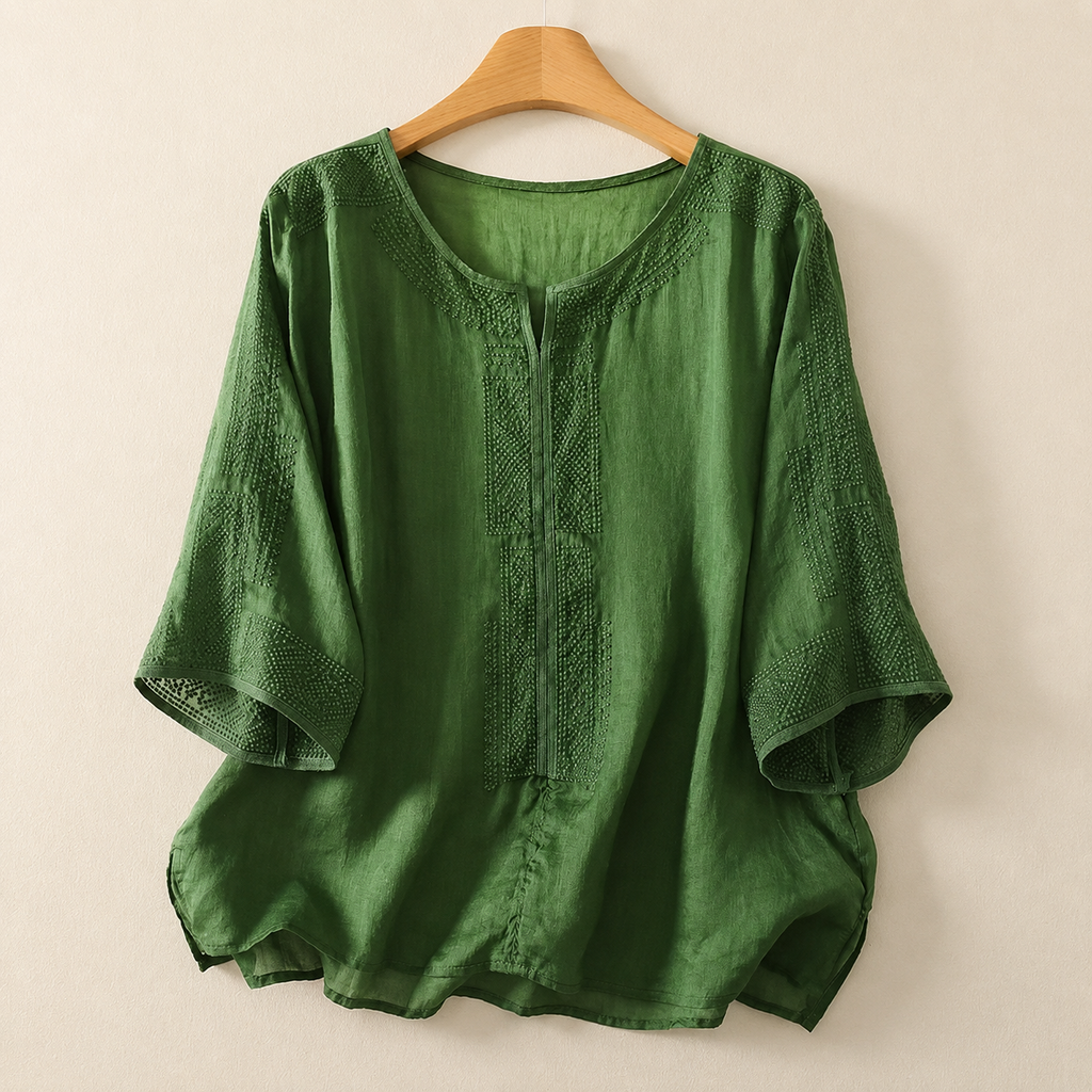 Zelie embroidered linen blouse