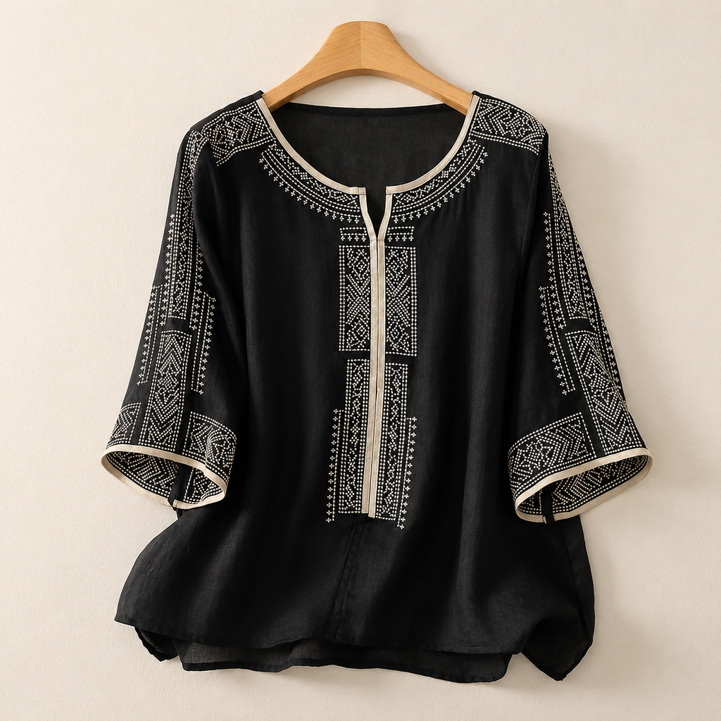 Zelie embroidered linen blouse