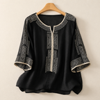 Zelie embroidered linen blouse