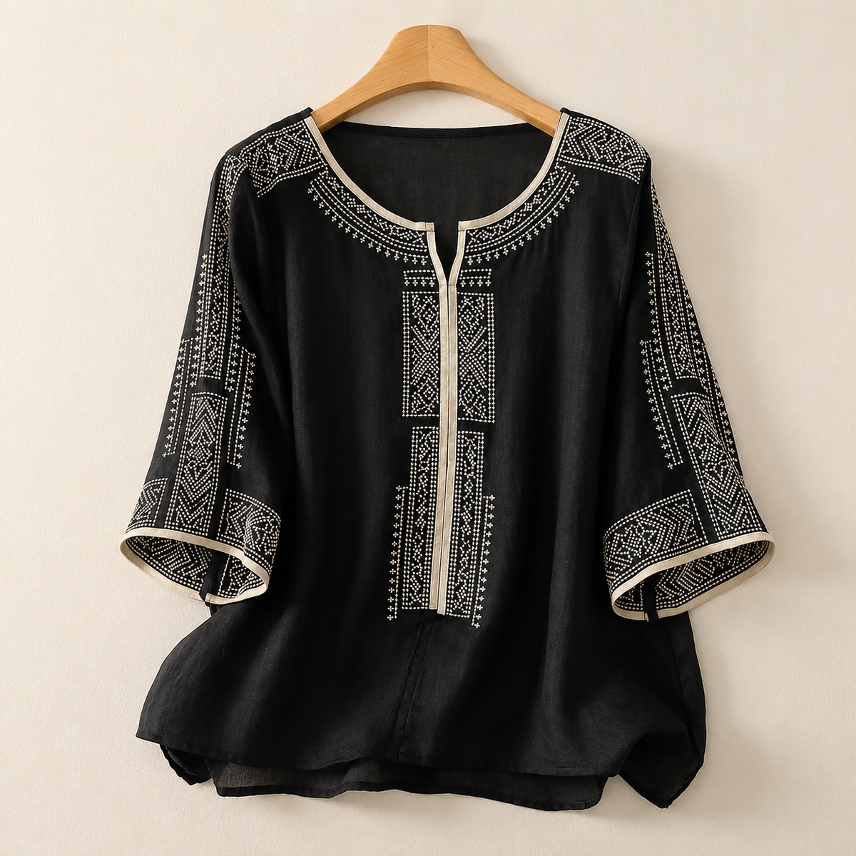 Zelie embroidered linen blouse