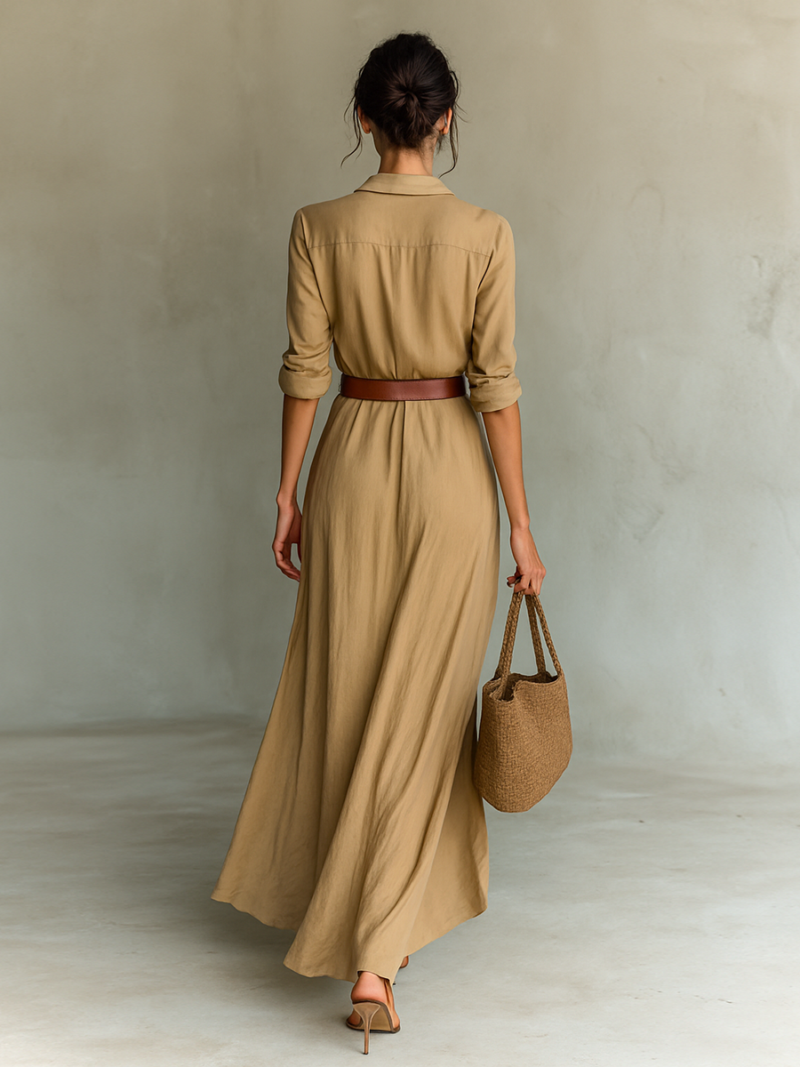 Xanthe linen shirt maxi dress – image 4