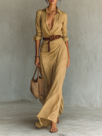 Xanthe linen shirt maxi dress