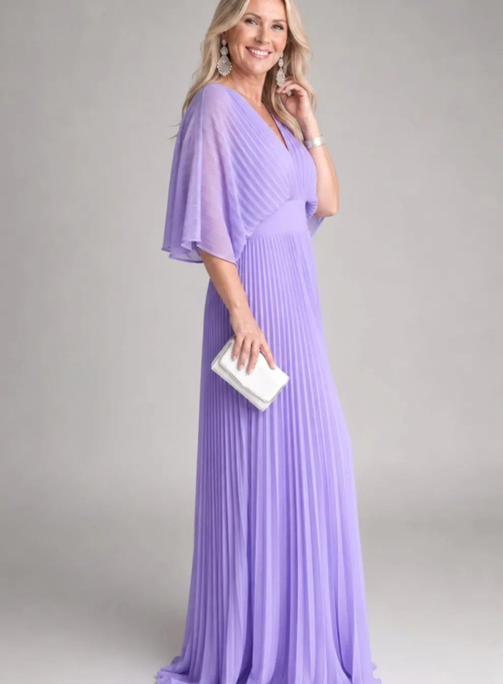 Anouk pleated maxi dress with flutter sleeves – image 2