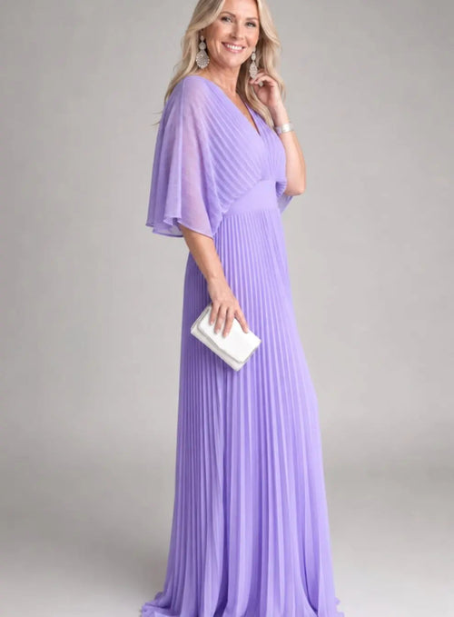 Anouk pleated maxi dress with flutter sleeves – image 2