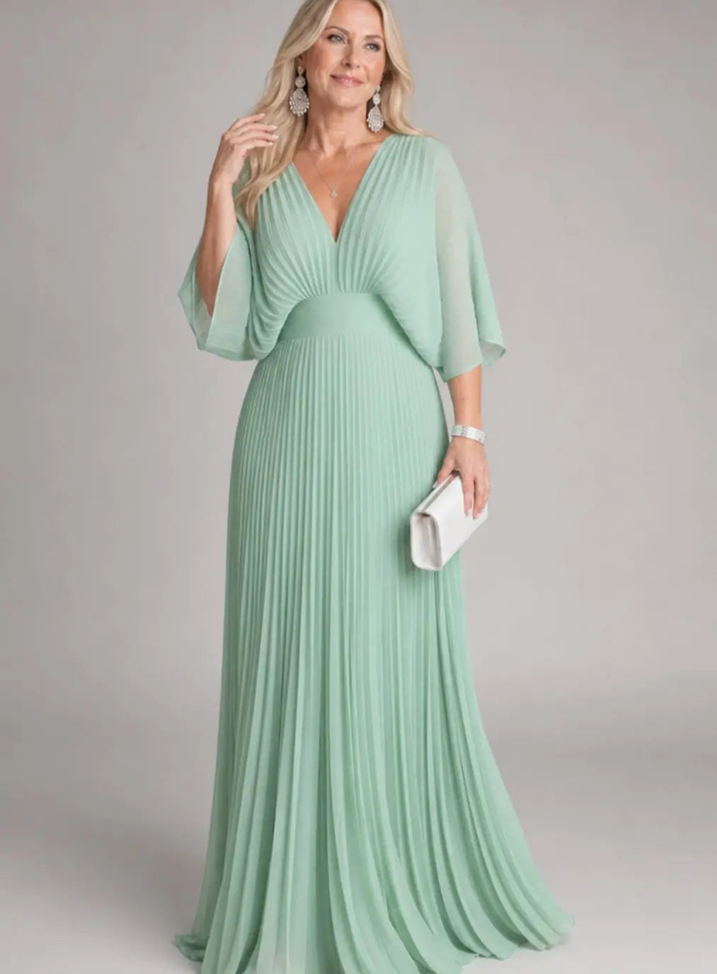 Anouk pleated maxi dress with flutter sleeves – image 3