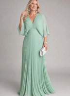 Anouk pleated maxi dress with flutter sleeves – image 3