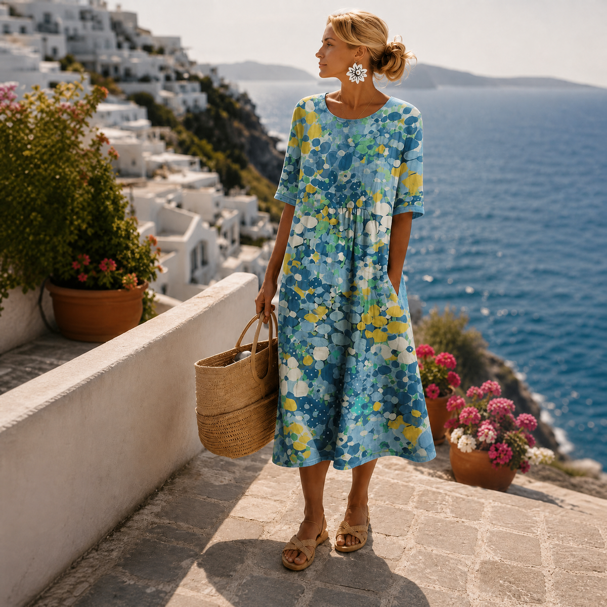 Talia floral summer midi dress with pockets – image 3
