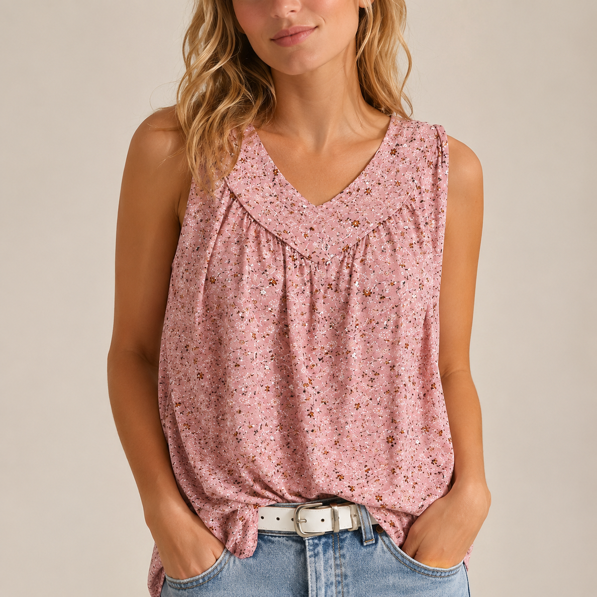 Nadia sleeveless flowy top in green