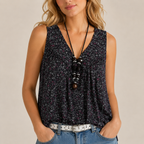 Nadia sleeveless flowy top in dark grey