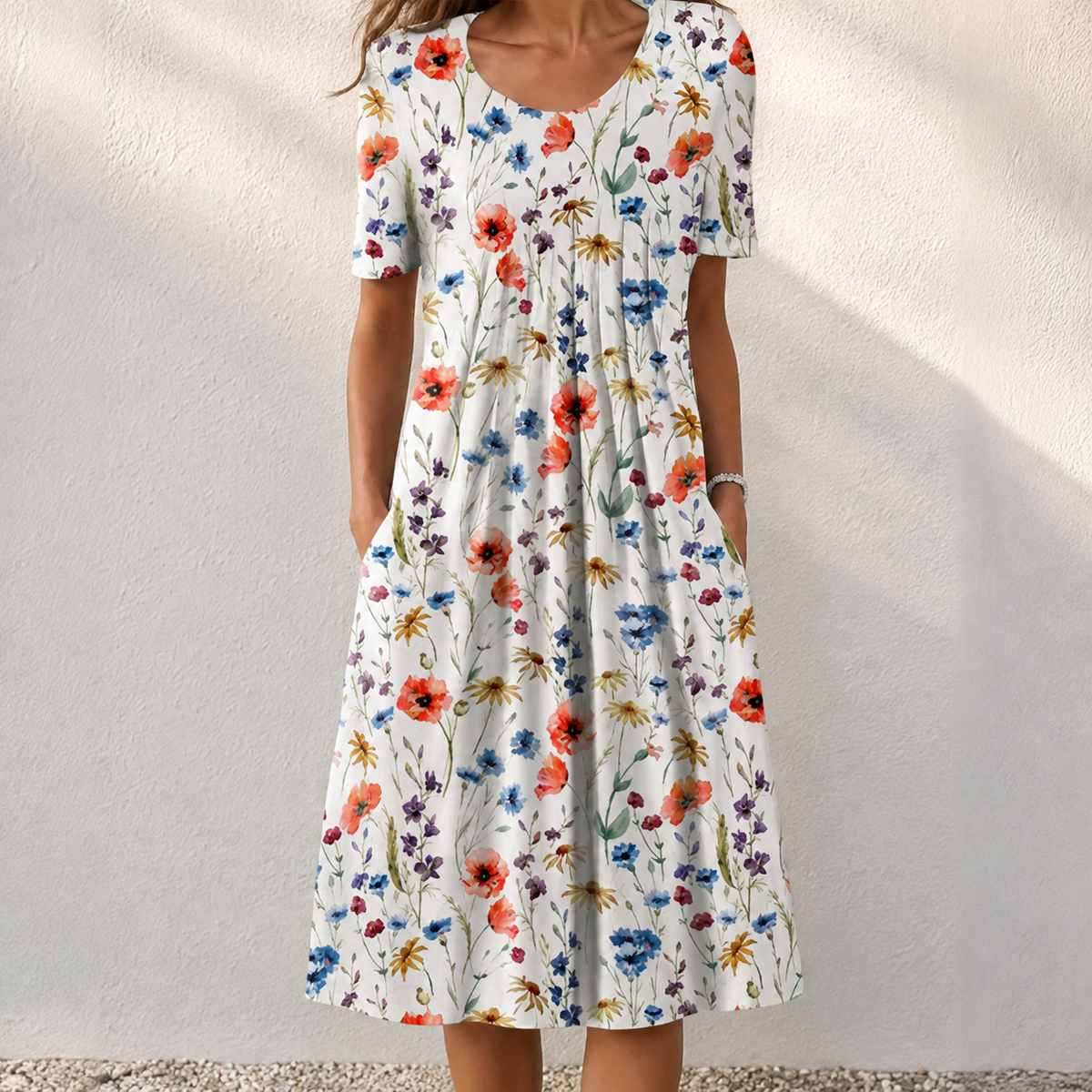 Erin floral midi dress with V neck