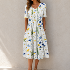 Erin floral midi dress in red