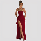 Kelly high split maxi dress in green