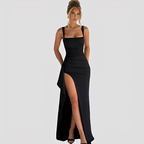 Kelly high split maxi dress in brown