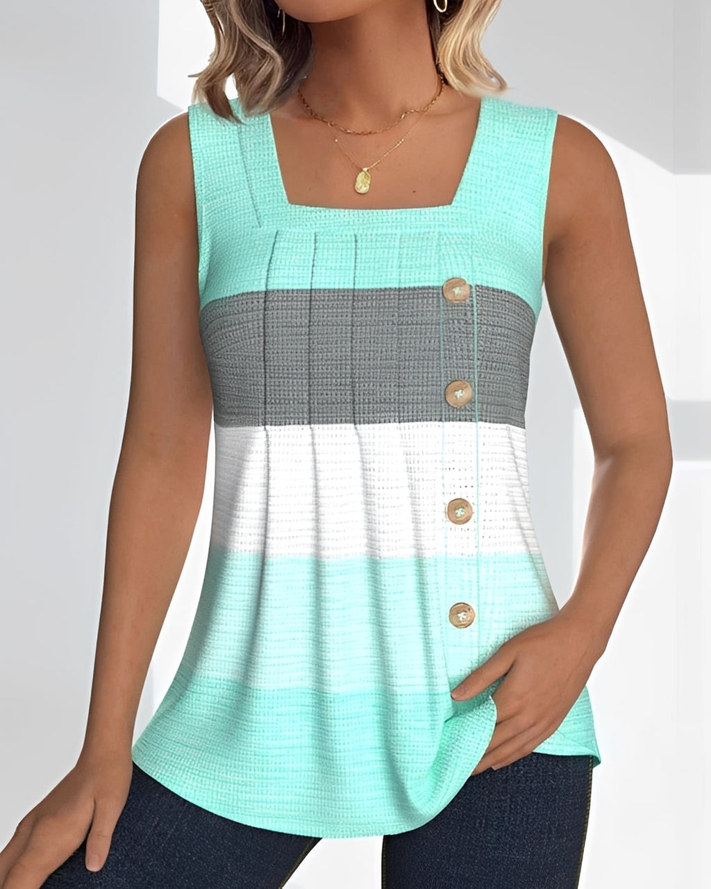 Grace striped pleated tank top in yellow