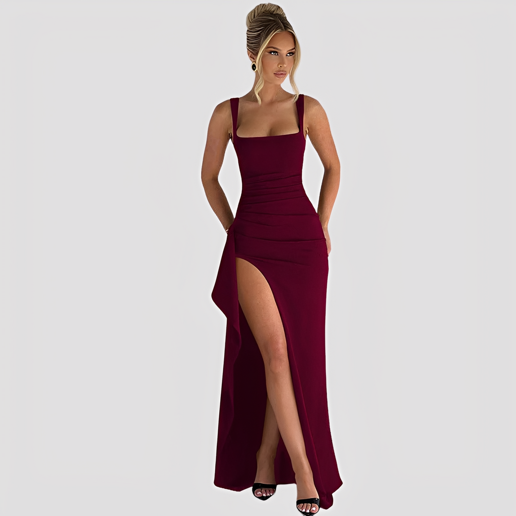 Kelly high split maxi dress in white