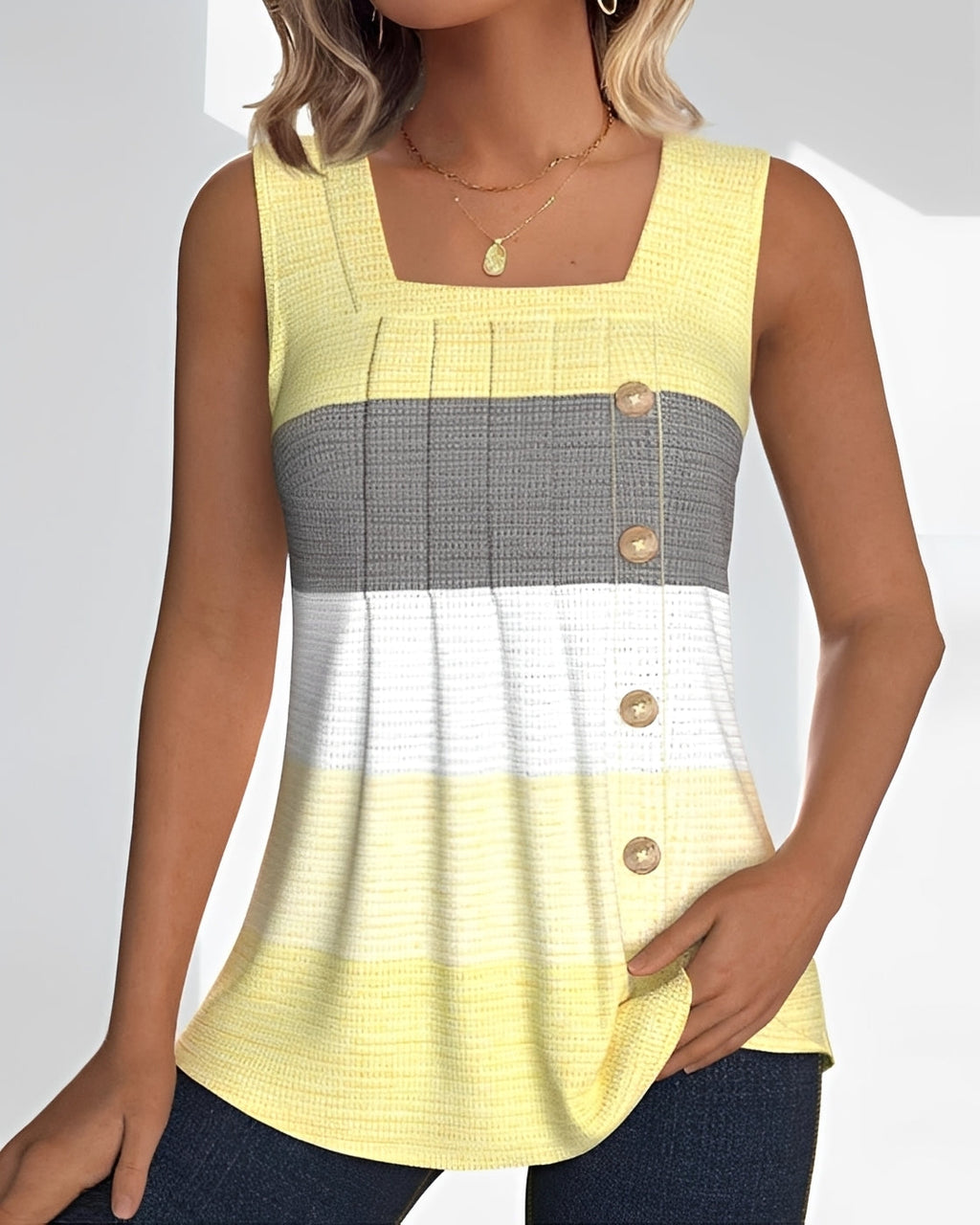Grace striped pleated tank top