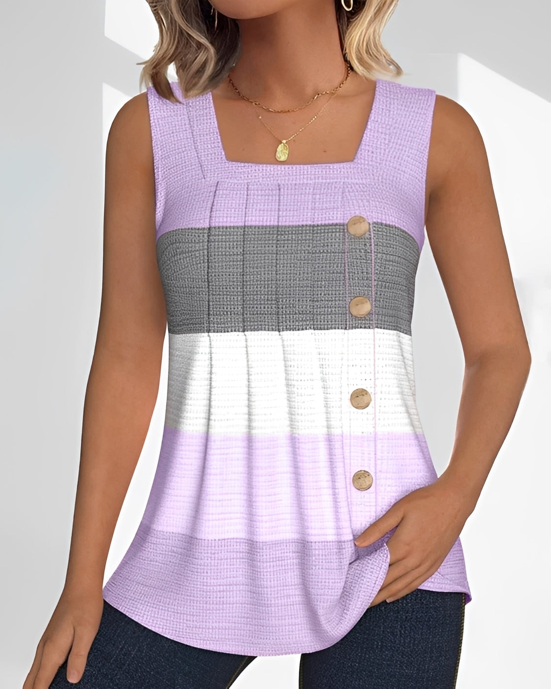 Grace striped pleated tank top in pink