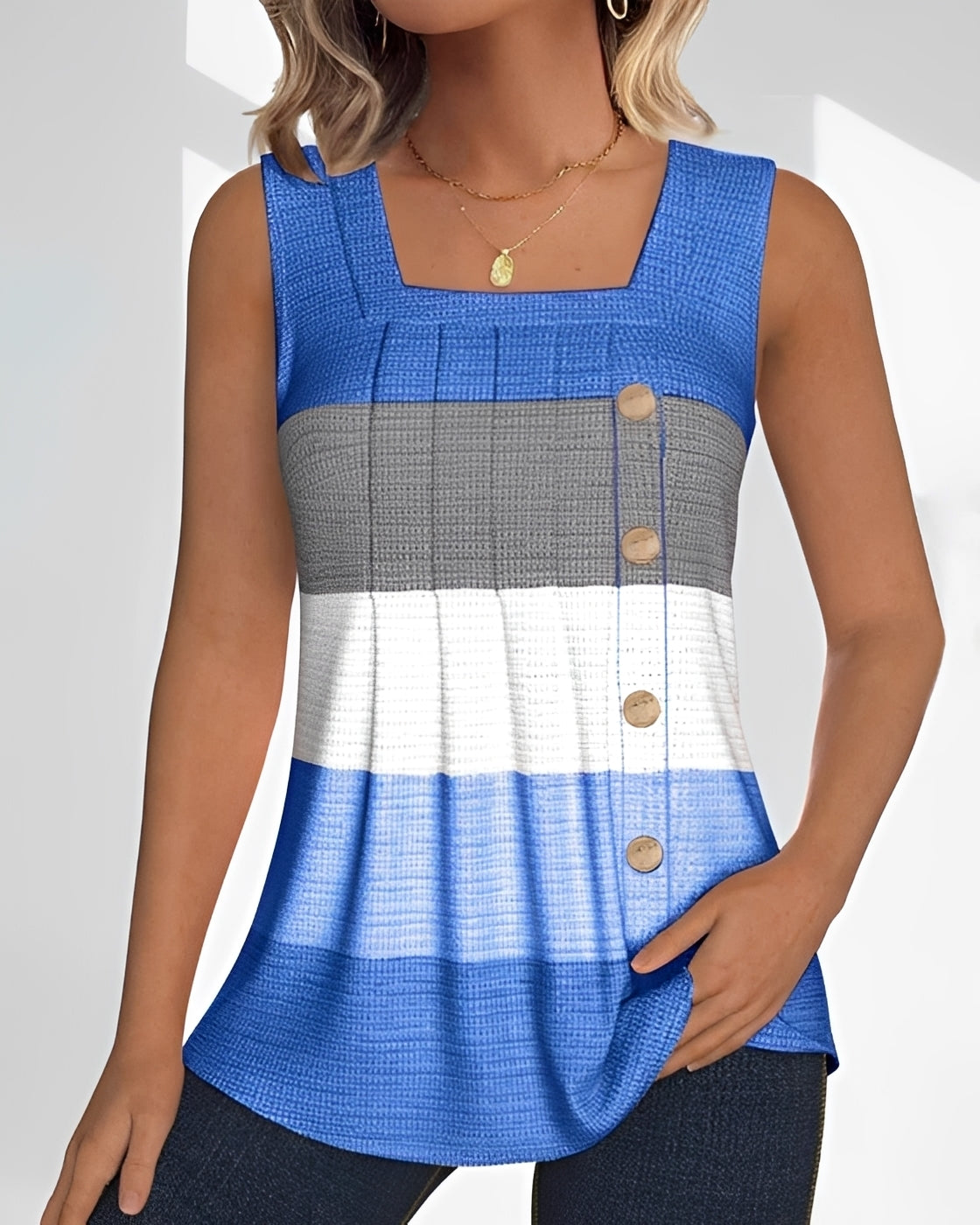 Grace striped pleated tank top in orange