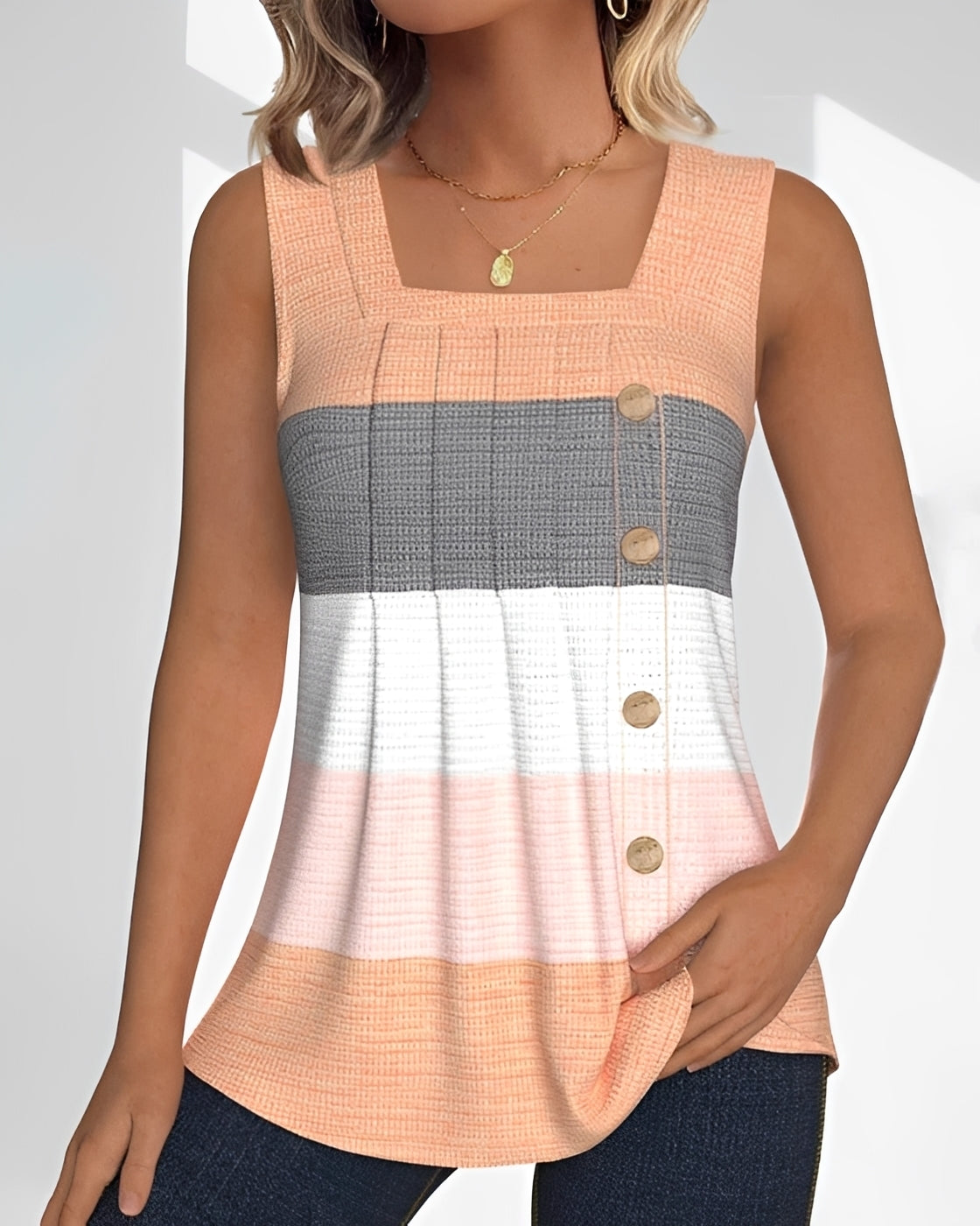 Grace striped pleated tank top in lilac