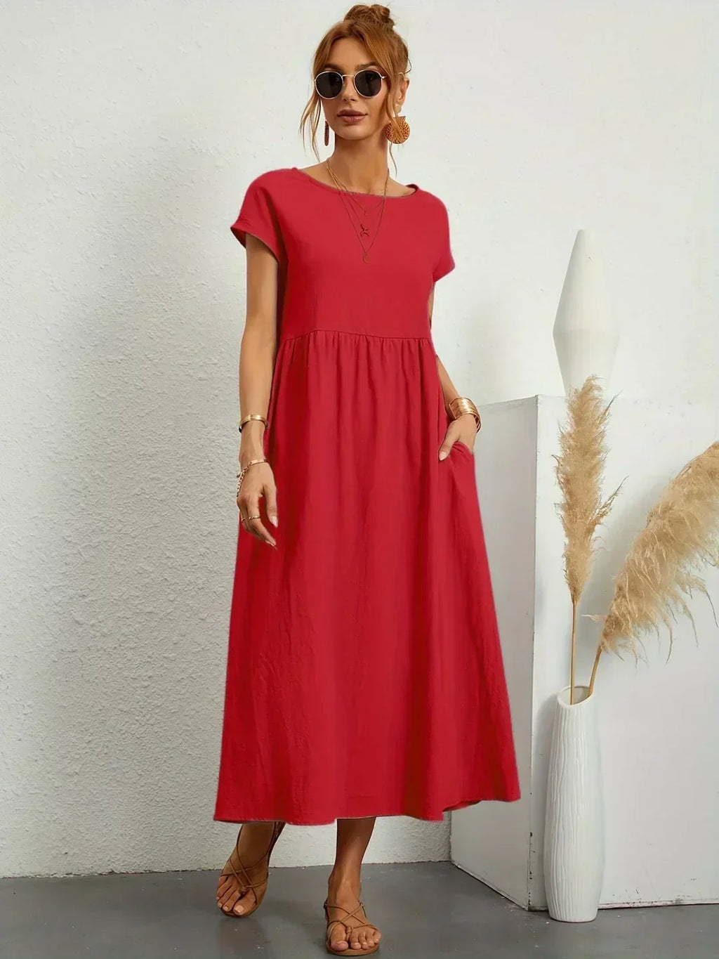 Doriane pleated midi dress