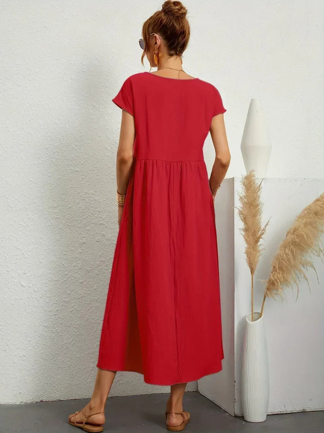 Doriane pleated midi dress