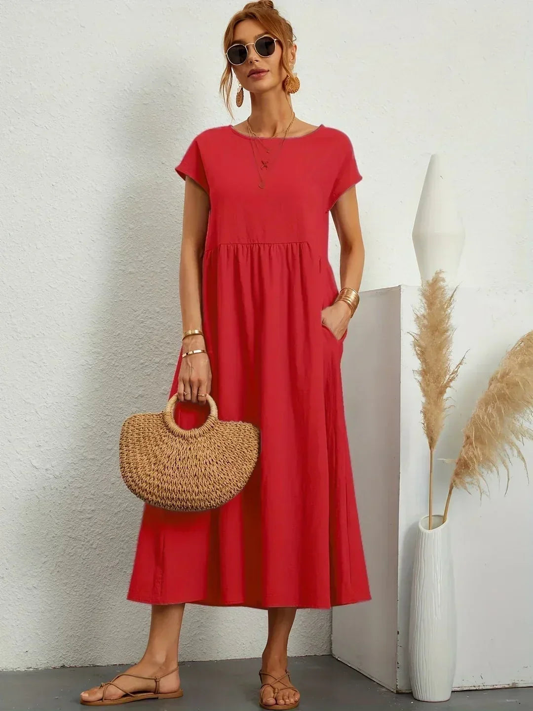 Doriane pleated midi dress